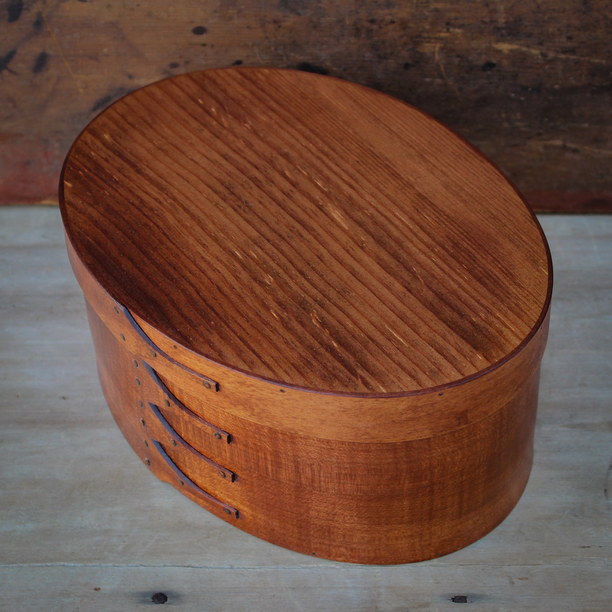 Size #6 Oval Box, Antiqued Natural Finish