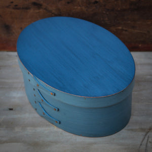 Size #4 Oval Box, Blue Milk Paint Finish