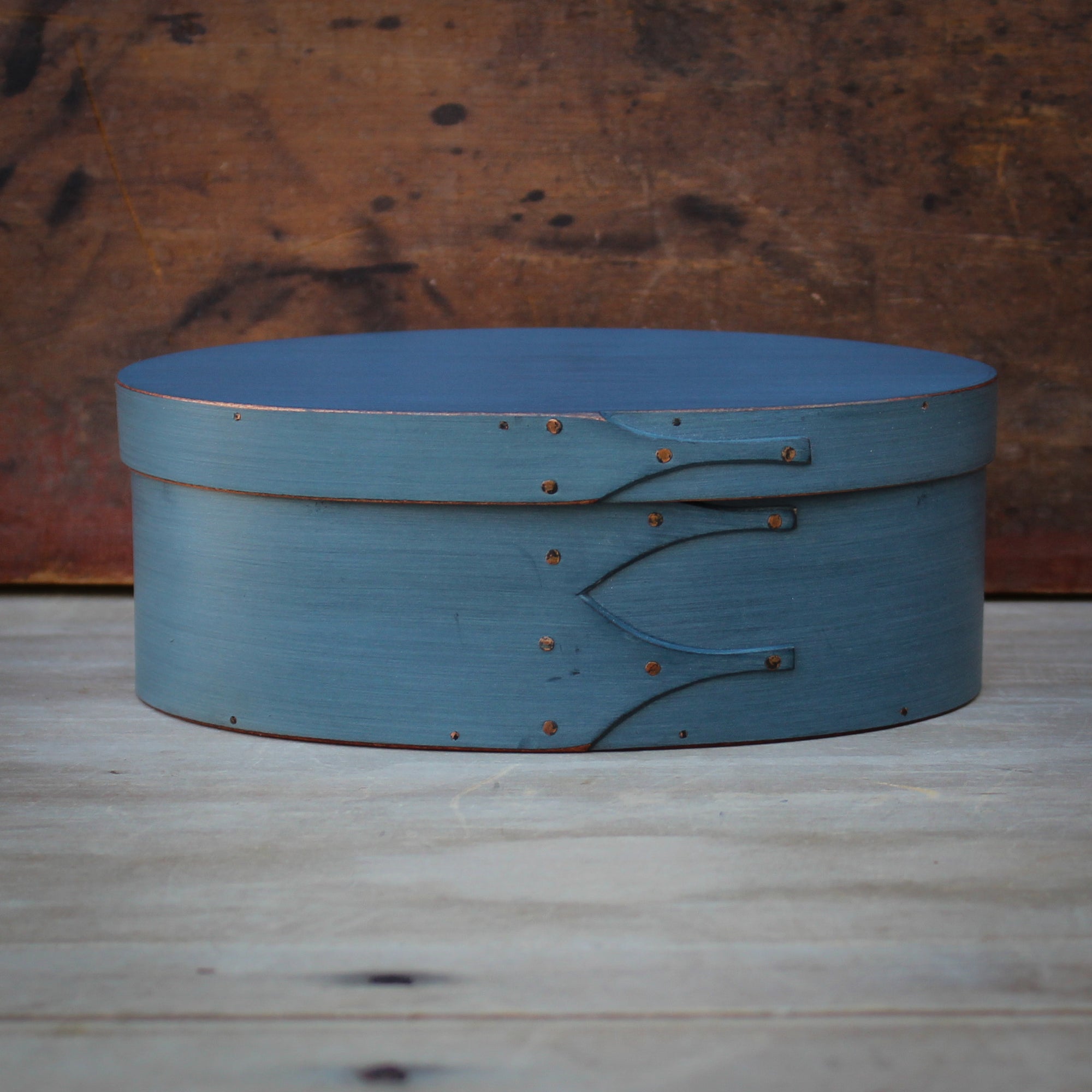 Size #3 Oval Box, Blue Milk Paint Finish