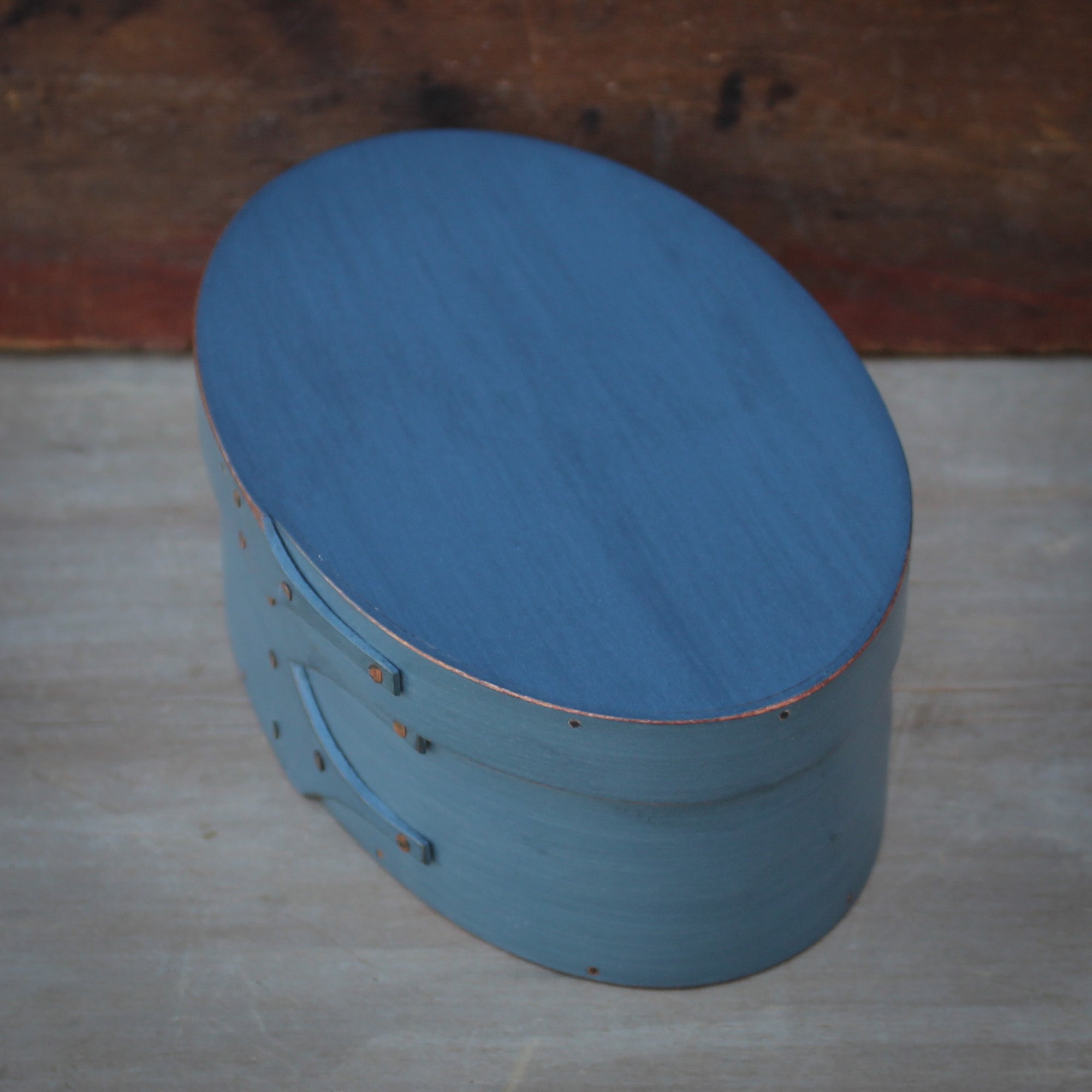 Size #2 Oval Box, Blue Milk Paint Finish **2nd, Discounted**