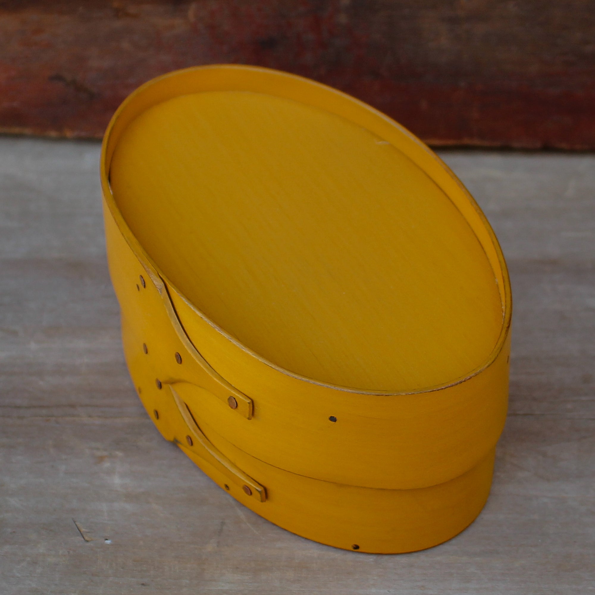 Recessed Lid - Size #1 Oval Box, Yellow Milk Paint Finish