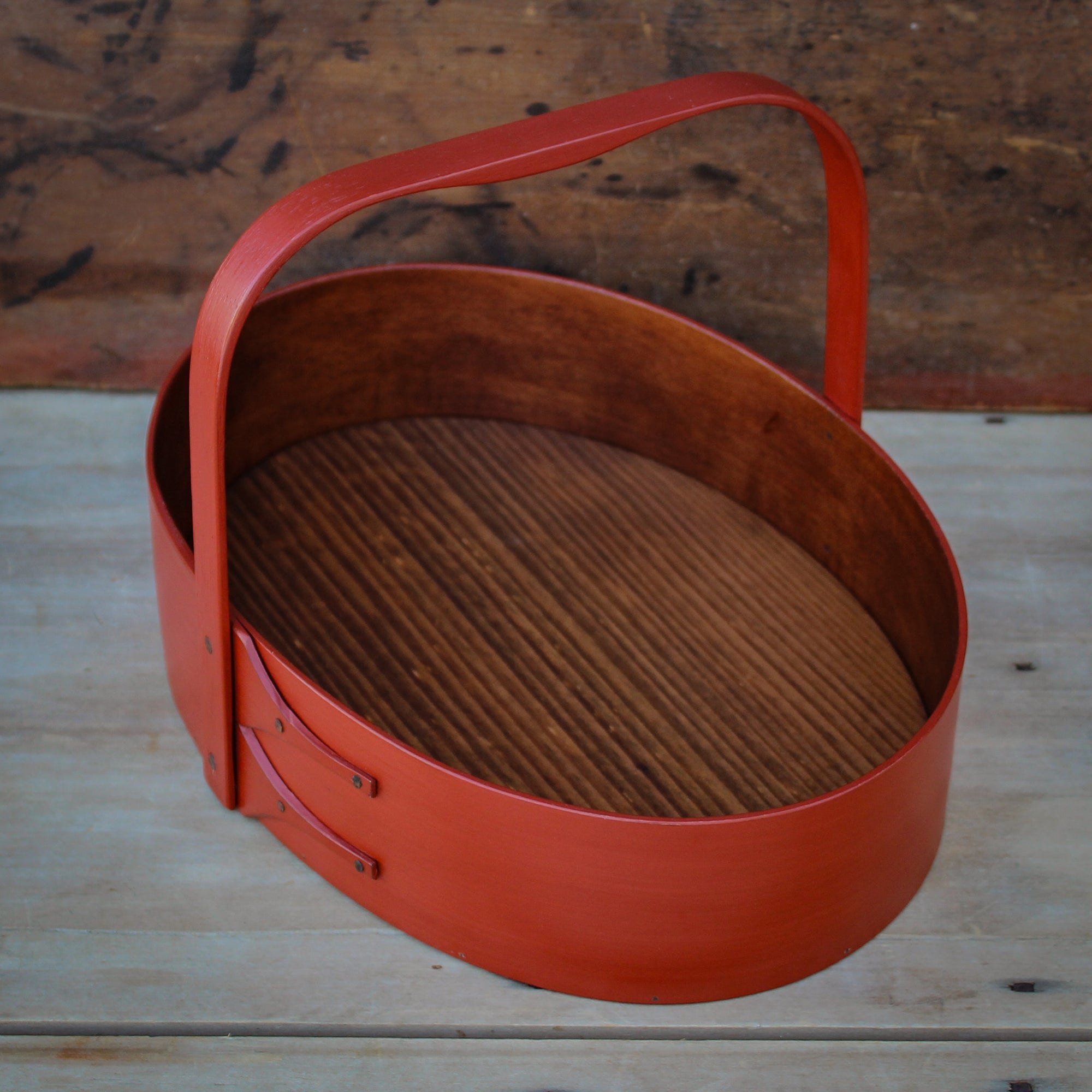 Large Sewing Carrier, Red Milk Paint Finish