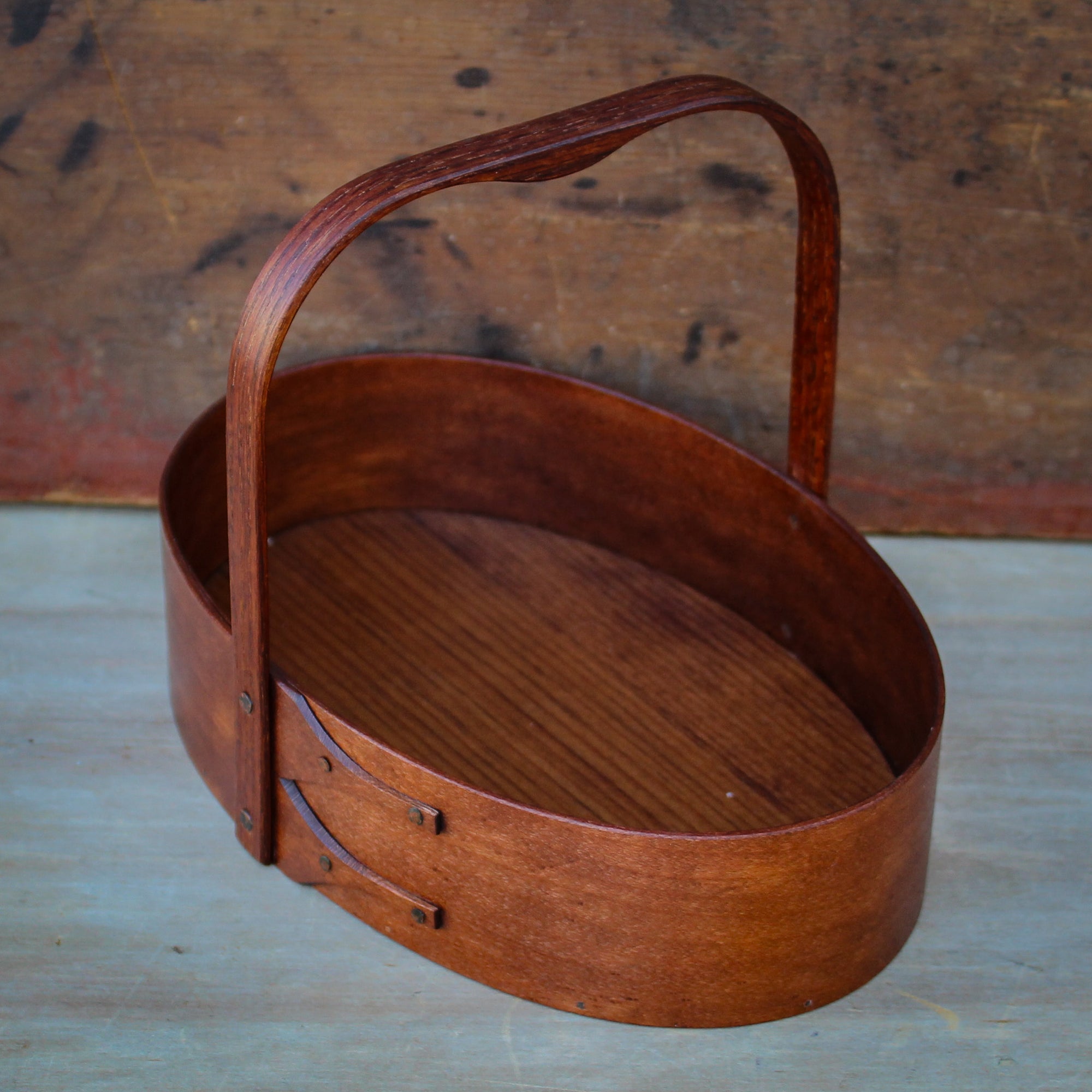 Small Sewing Carrier, Antiqued Natural Finish