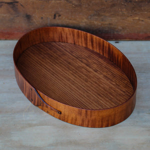 Oval Stitchers Tray, Antiqued Natural Finish, Curly Maple Band