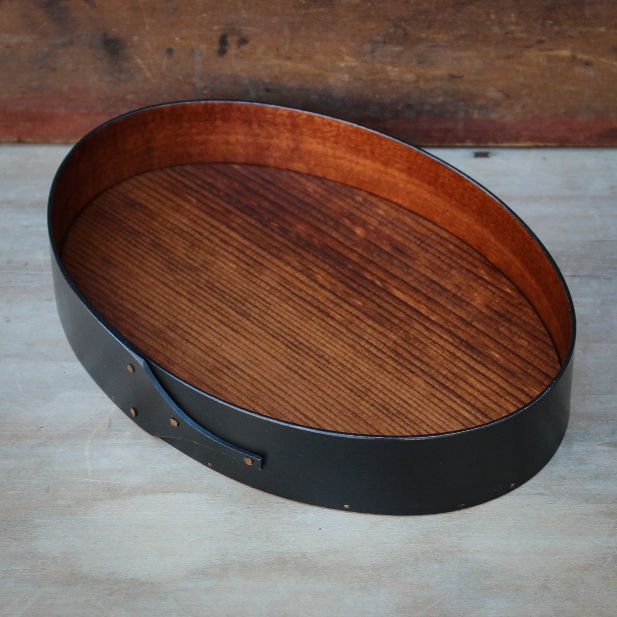 Oval Stitchers Tray, Black Milk Paint Finish