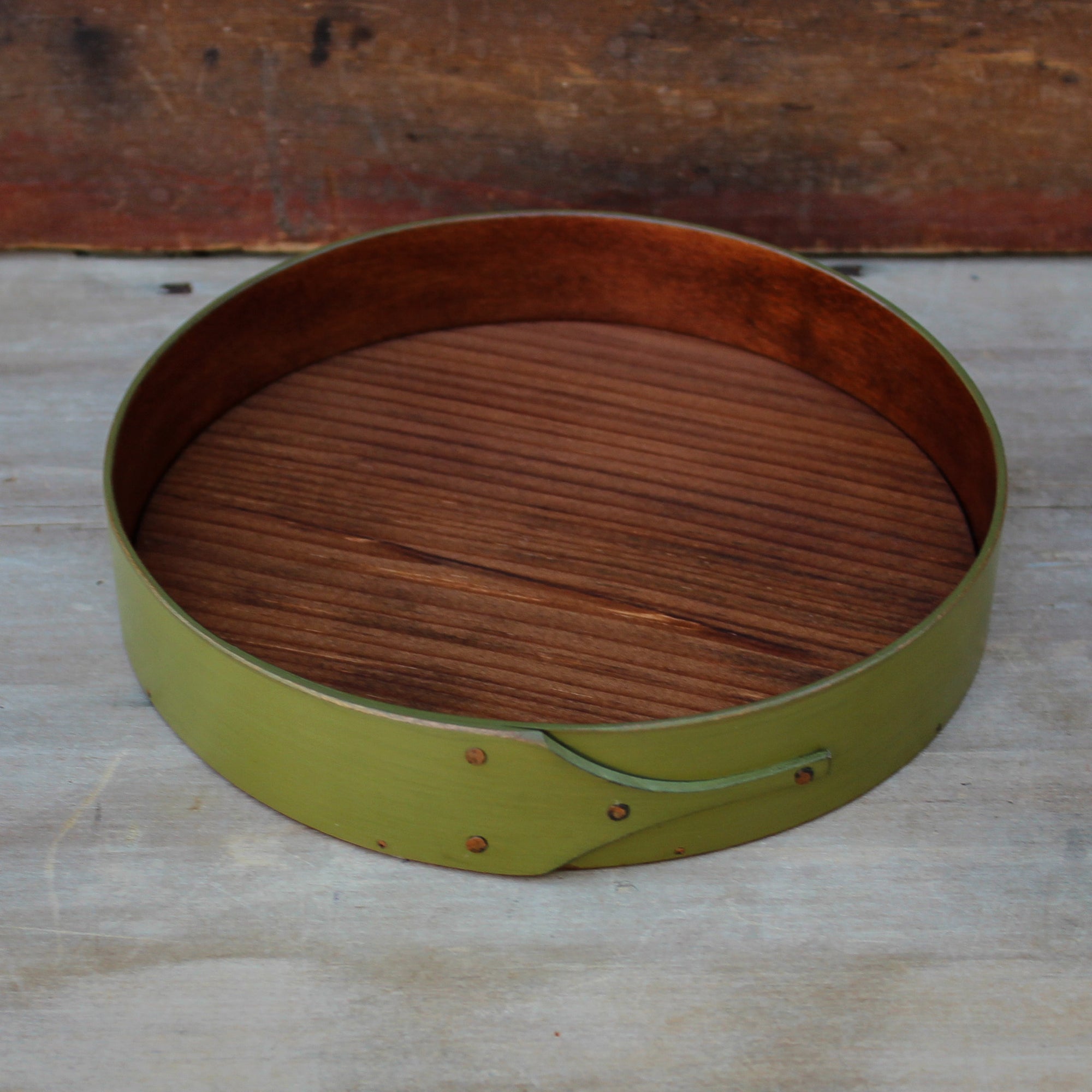 Round Stitchers Tray, Green Milk Paint Finish