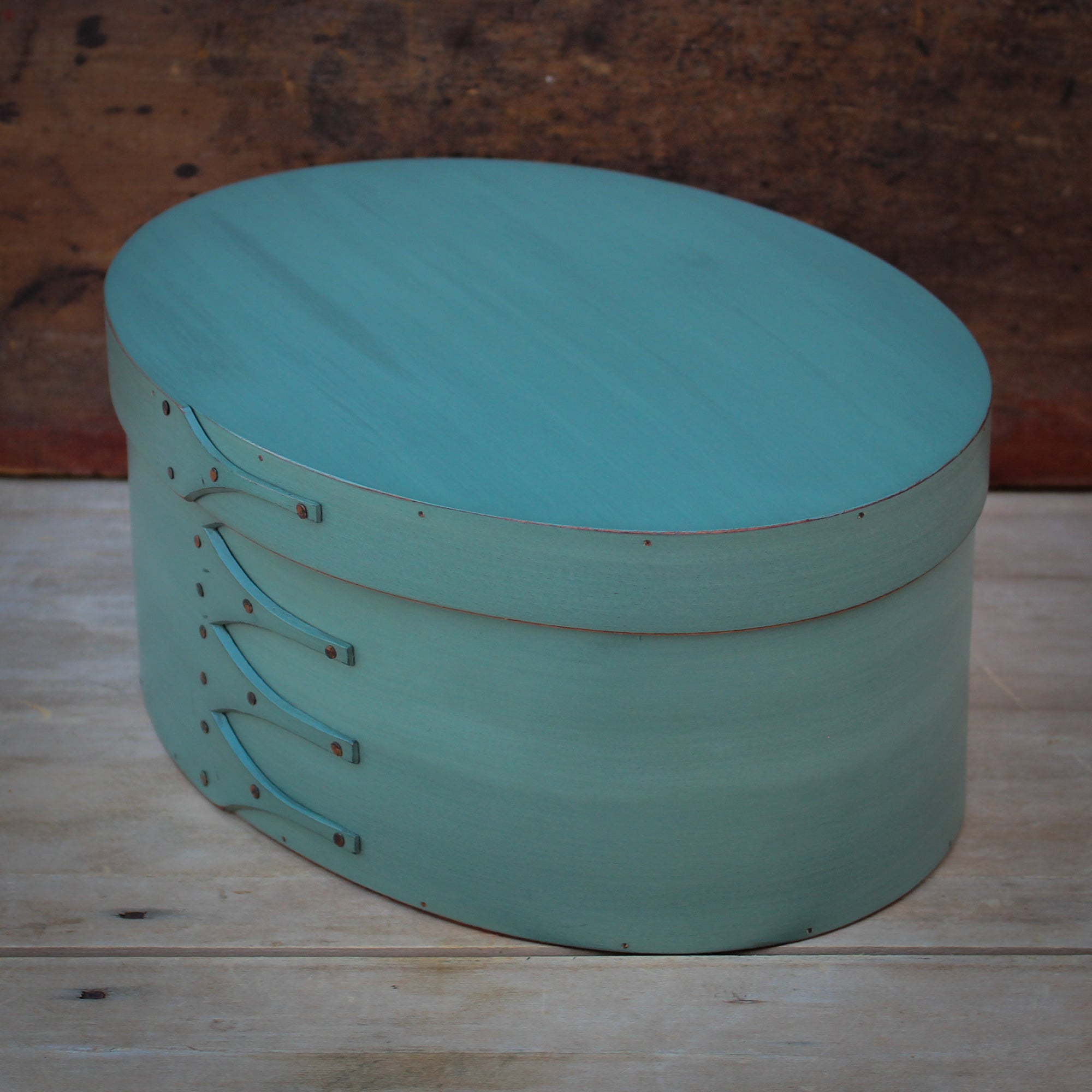 Size #7 Oval Box, Sea Green Milk Paint Finish **2nd, Discounted**