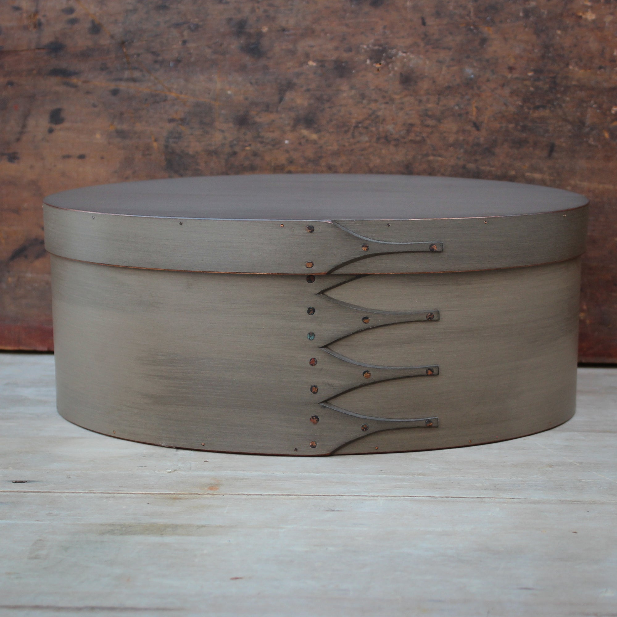 Size #7 Oval Box, Grey Milk Paint Finish