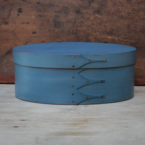 Size #5 Oval Box, Blue Milk Paint Finish