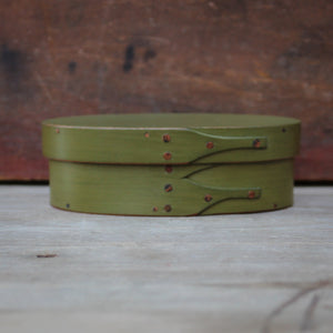 Size #0 Oval Box, Green Milk Paint Finish