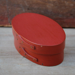 Size #0 Oval Box, Red Milk Paint Finish