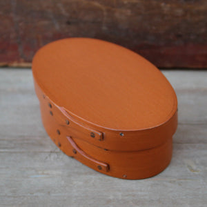 Size #0 Oval Box, Pumpkin Milk Paint Finish