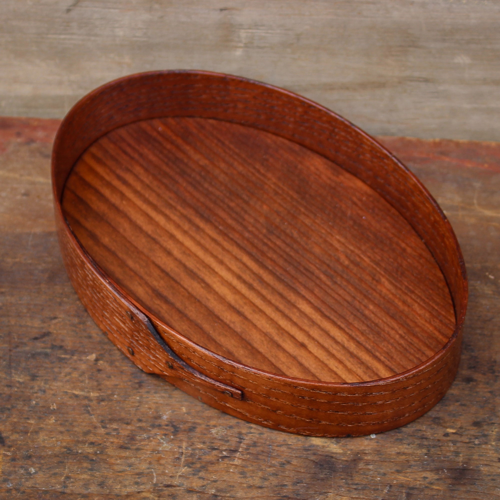 Size #3 Oval Stitcher's Tray in an Antiqued Natural Finish