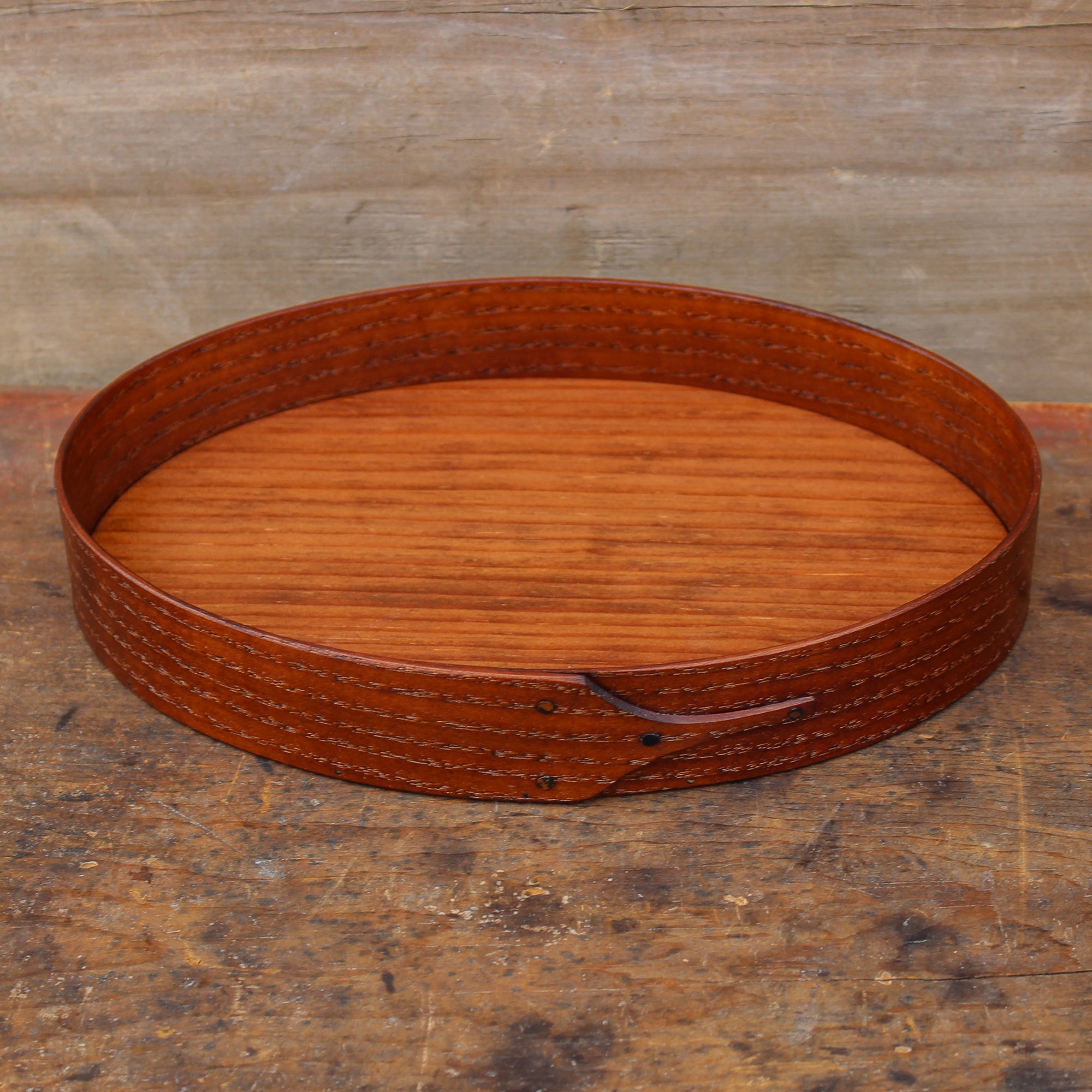 Size #5 Oval Stitcher's Tray in an Antiqued Natural Finish