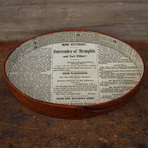 Size #3 Oval Stitcher's Tray – Surrender of Memphis and Fort Pillow – Civil War Newspaper Lining