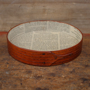 Round Stitcher's Tray – "The Sleeping Sentinel" – Civil War Era Newspaper Lining