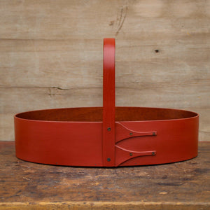 Large Shaker Style Sewing Carrier, LeHays Shaker Boxes, Handcrafted in Maine, Red Milk Paint Finish, Front View