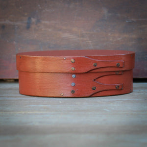 Size #0 Oval Box, Red Milk Paint Finish